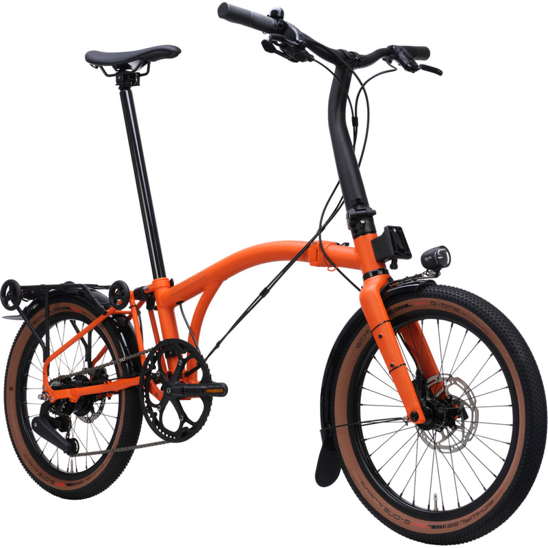 Faltrad Brompton G Line Adventure Orange mit Dynamobeleuchtung