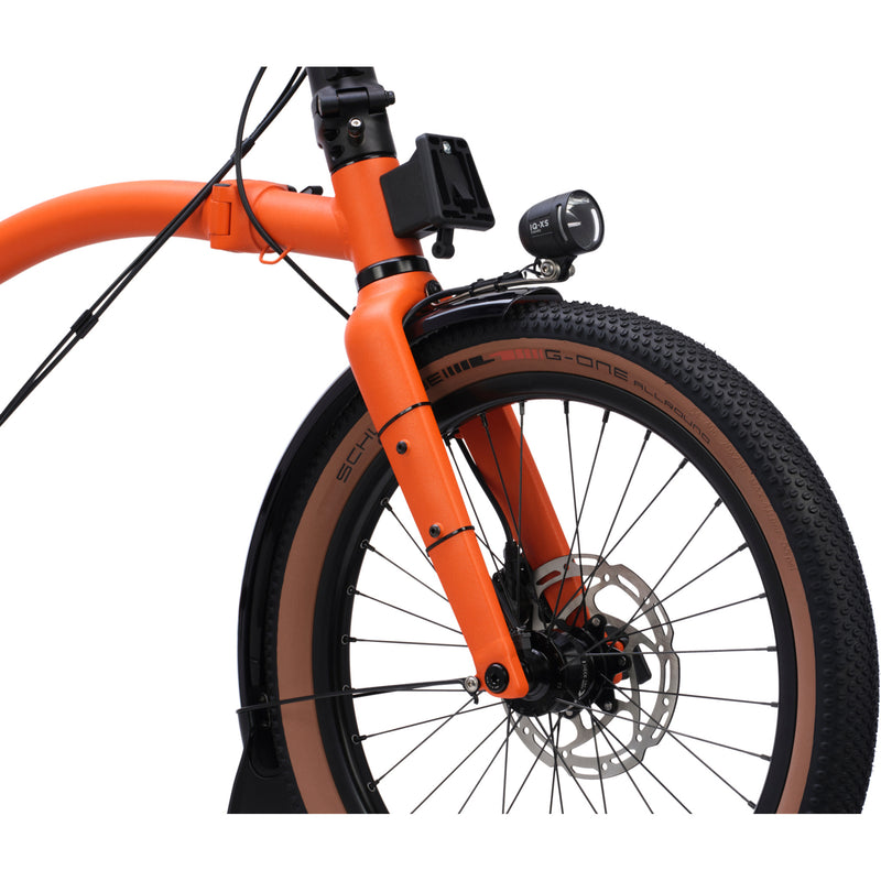 Faltrad Brompton G Line Adventure Orange mit Dynamobeleuchtung